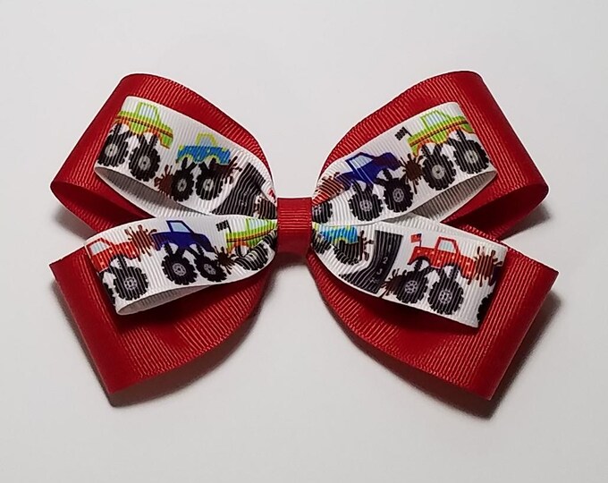 5" Monster Truck Hair Bow *You Choose Solid Bow Color*