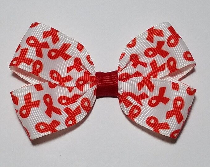 3" Red Awareness Hair Bow