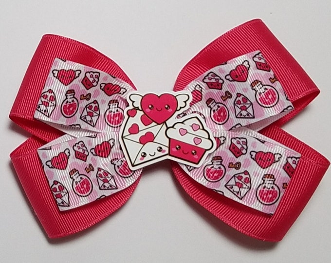 5" Valentine's Day Hair Bow *You Choose Solid Bow Color*