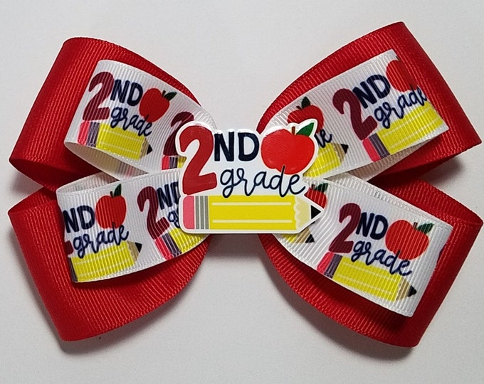 5" 2nd Grade Hair Bow *You Choose Solid Bow Color*
