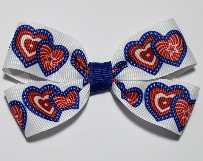 3" Patriotic Hearts Hair Bow