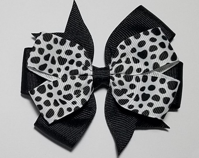 3.5" Dalmatian Print Hair Bow *You Choose Solid Bow Color*