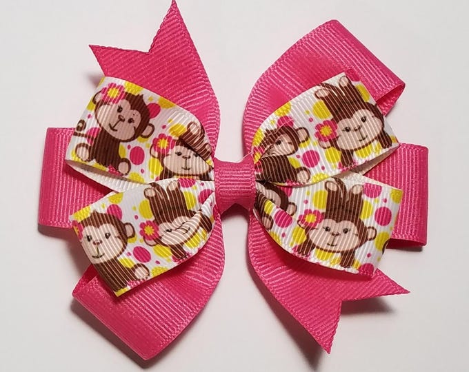 3.5" Monkey Hair Bow *You Choose Solid Bow Color*