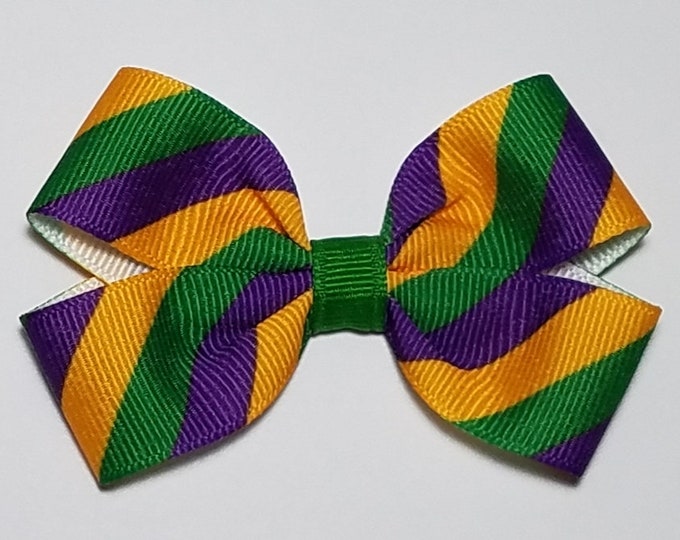 3" Mardi Gras Hair Bow