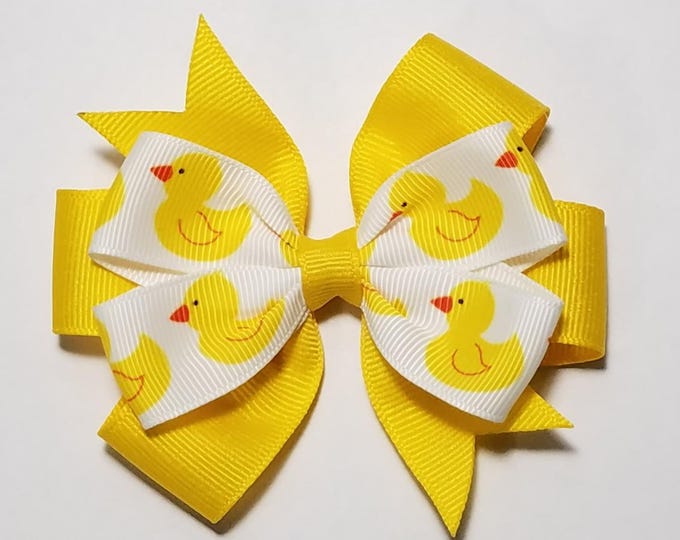 3.5" Rubber Duck Hair Bow *You Choose Solid Bow Color*