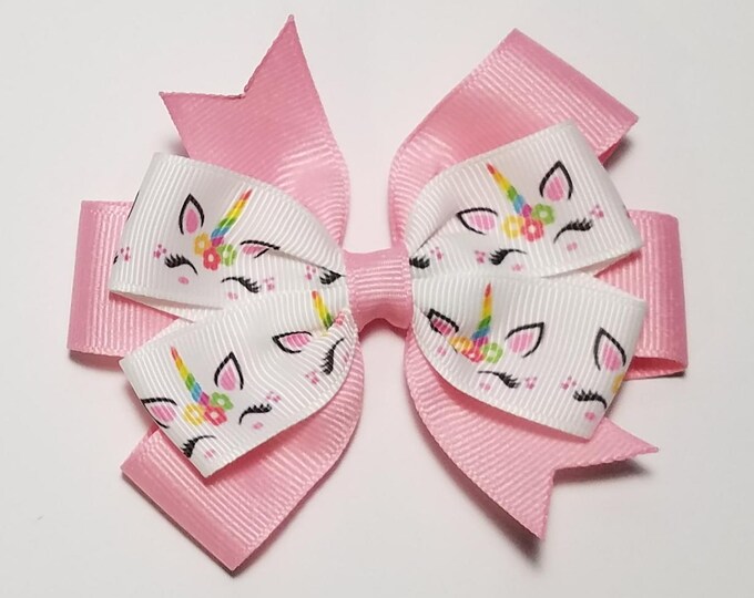 3.5" Unicorn Hair Bow *You Choose Solid Bow Color*