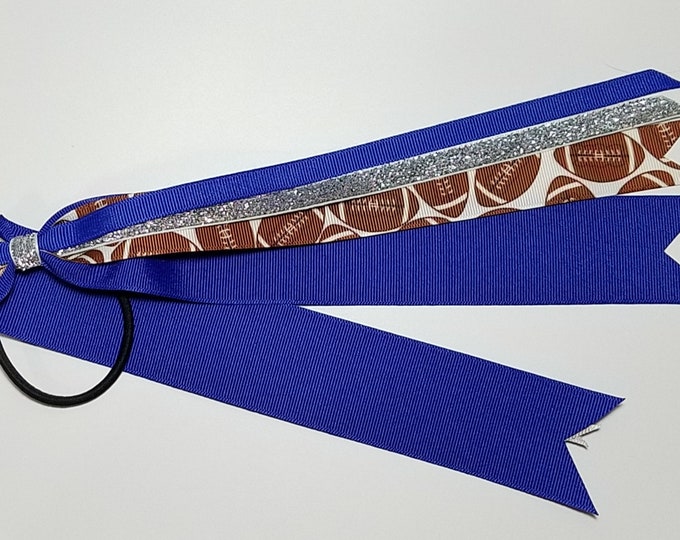 Football Cheerleader Glitter Ponytail Streamer *You Choose Solid Ribbon Color- Glitter Color & Length*