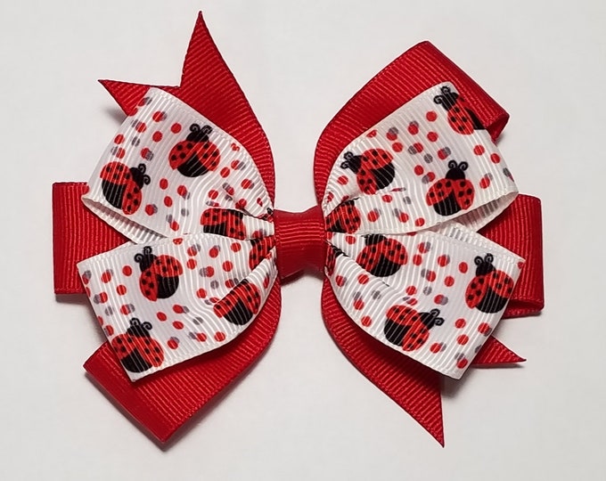 3.5" Ladybug Hair Bow *You Choose Solid Bow Color*