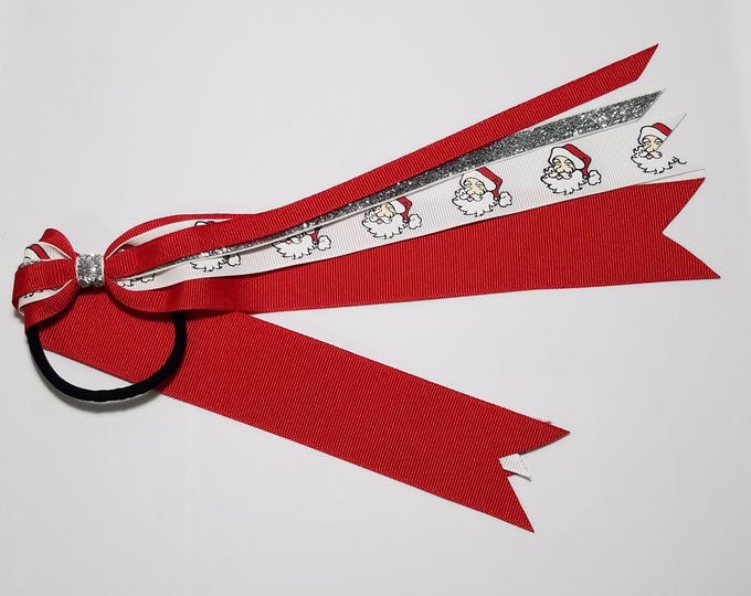 Santa Claus Ponytail Streamer *You Choose Solid Color- Glitter Color & Length*