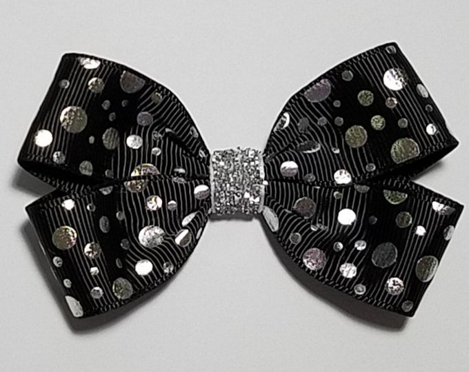 3" Black Foil Polka Dot Hair Bow