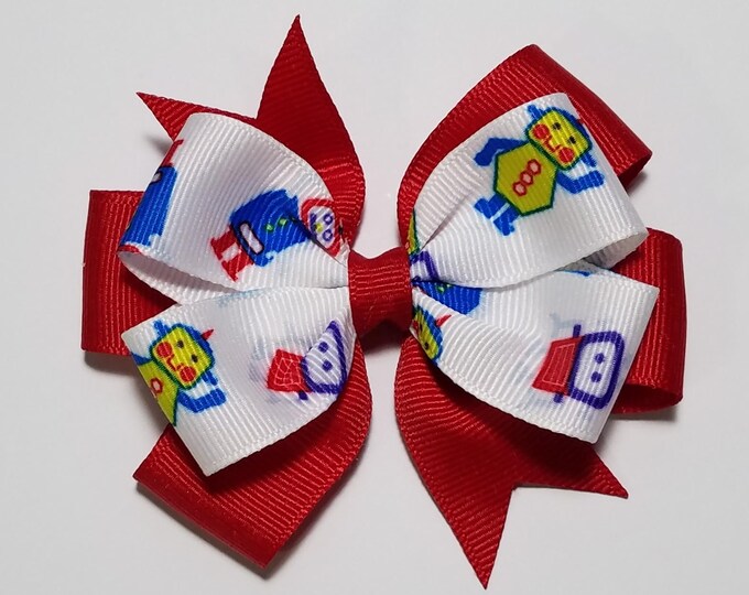 3.5" Robot Hair Bow *You Choose Solid Bow Color*