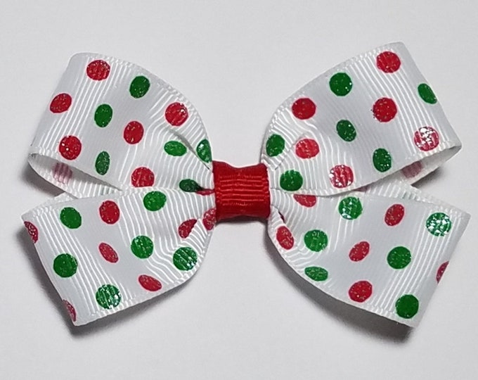 3" Christmas Glitter Polka Dot Hair Bow