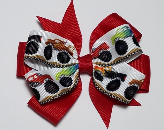 3.5" Monster Truck Hair Bow *You Choose Solid Bow Color*