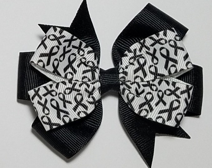 3.5" Black Awareness Ribbon Hair Bow