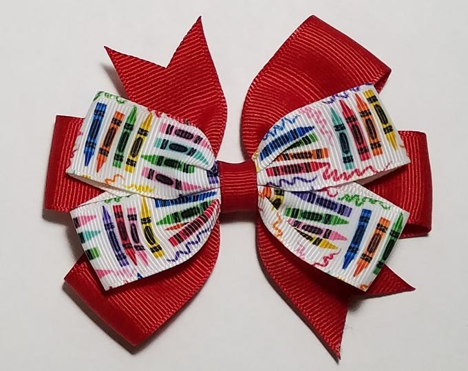 3.5" Crayon Hair Bow *You Choose Solid Bow Color*