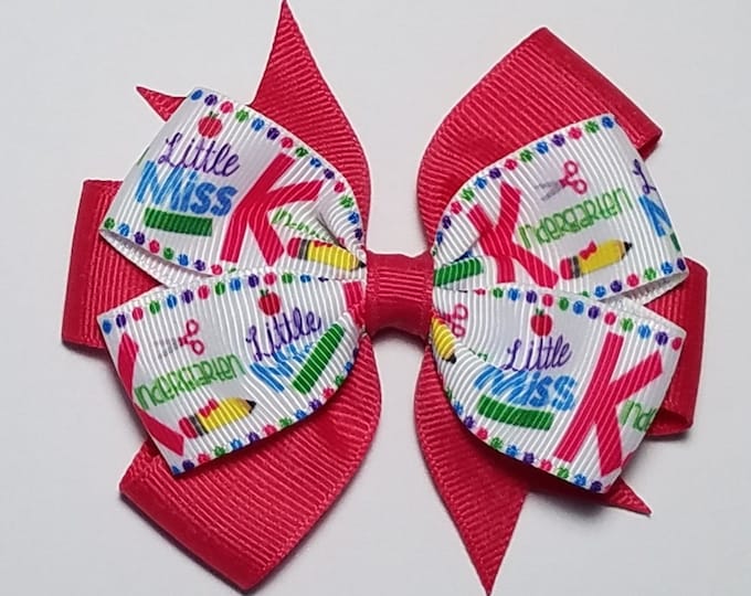 3.5" Kindergarten Hair Bow *You Choose Solid Bow Color*
