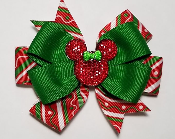 3.5" Christmas Hair Bow *You Choose Solid Bow Color*