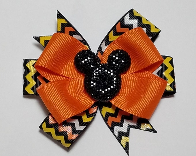 3.5" Halloween Hair Bow *You Choose Solid Bow Color*