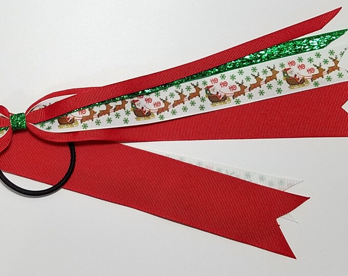 Santa Claus Glitter Ponytail Streamer *You Choose Length*