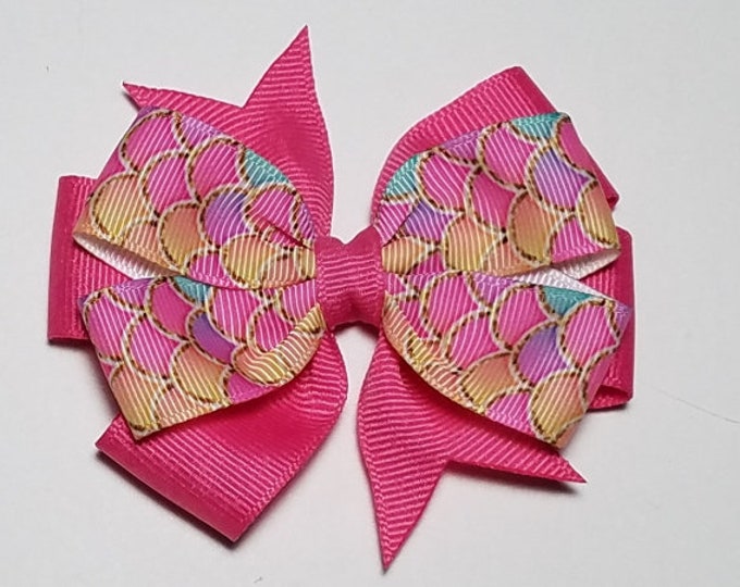 3.5" Mermaid Hair Bow *You Choose Solid Bow Color*
