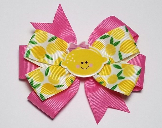 3.5" Lemon Hair Bow *You Choose Solid Bow Color*