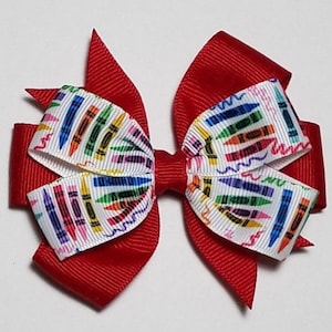 3.5" Crayon Hair Bow *You Choose Solid Bow Color*