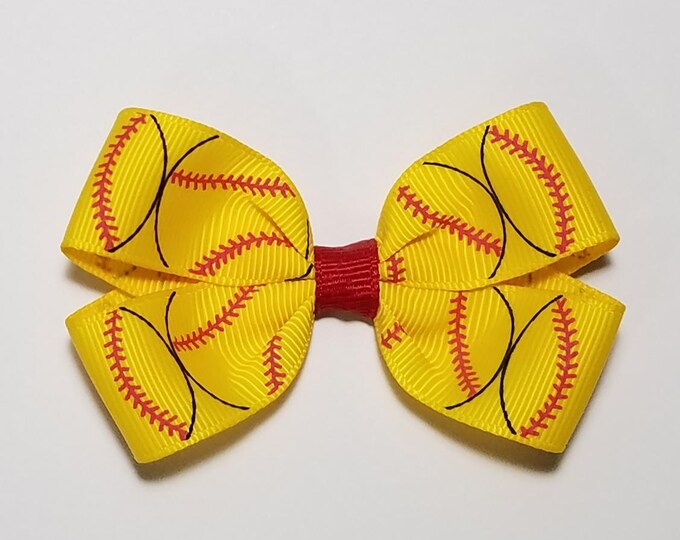 3" Softball Hair Bow *CLEARANCE*