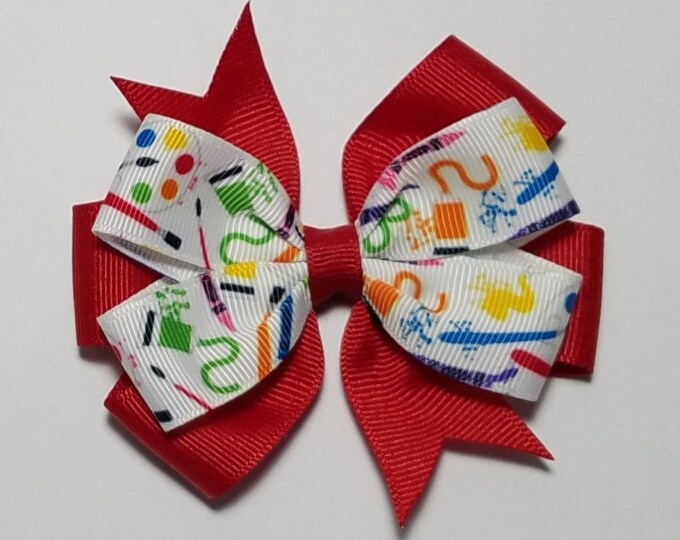 3.5" Art Supply Hair Bow *You Choose Solid Bow Color*