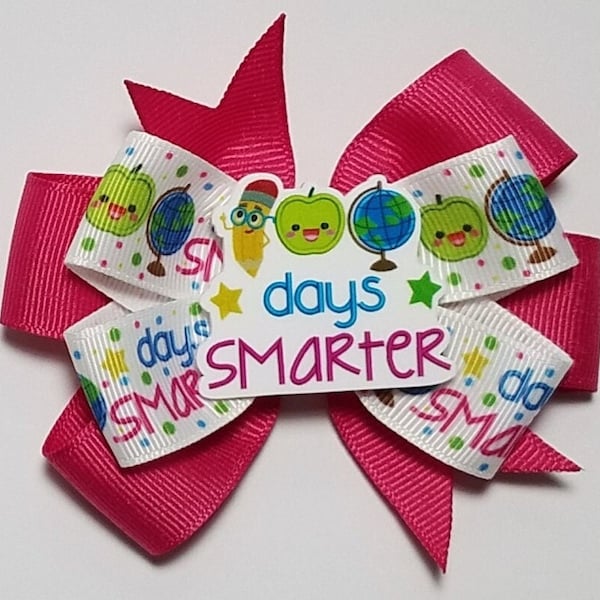 3.5" 100th Day of School Hair Bow *You Choose Solid Bow Color*