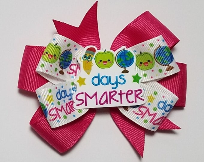 3.5" 100th Day of School Hair Bow *You Choose Solid Bow Color*