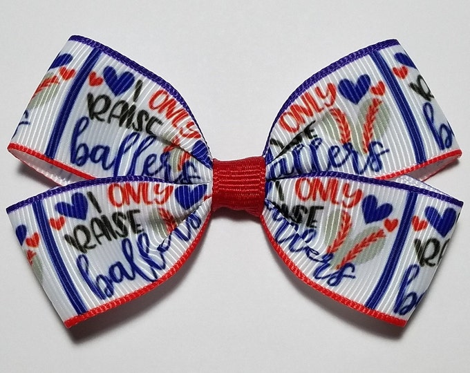 3" Baseball Hair Bow