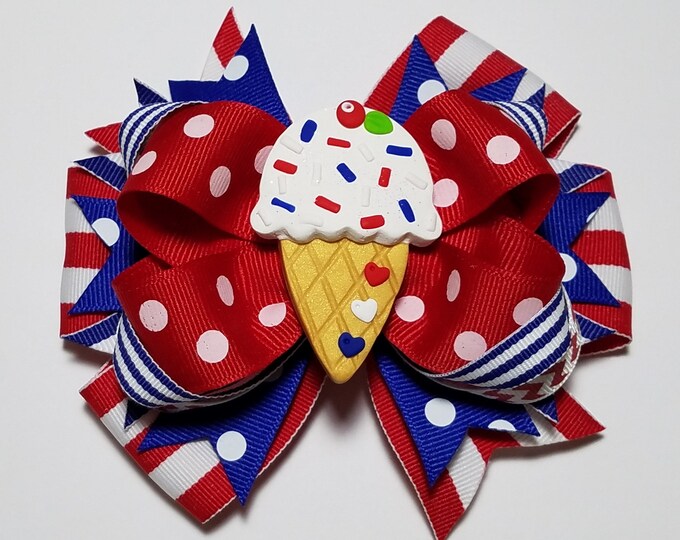 5" 4th July Ice Cream Hair Bow *CLEARANCE*