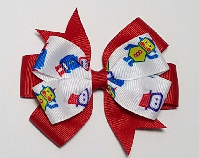 3.5" Robot Hair Bow *You Choose Solid Bow Color*