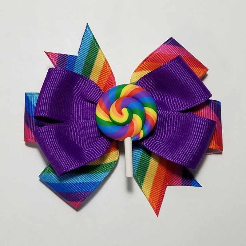 Pear Bear Off-white Lollipop Pigtail Bow Clip