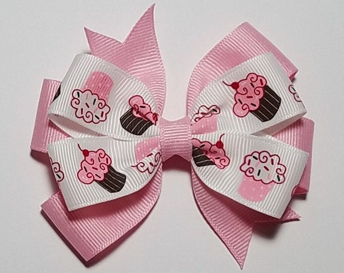 3.5" Cupcake Hair Bow *You Choose Solid Bow Color*