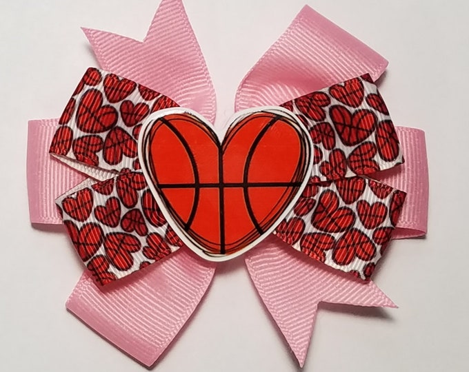 3.5" Basketball Hair Bow *You Choose Solid Bow Color*