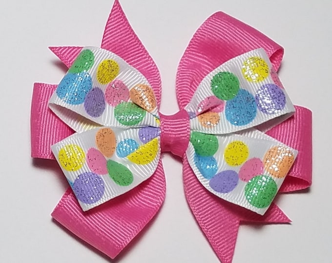 3.5" Pastel Glitter Polka Dot Hair Bow *CLEARANCE*