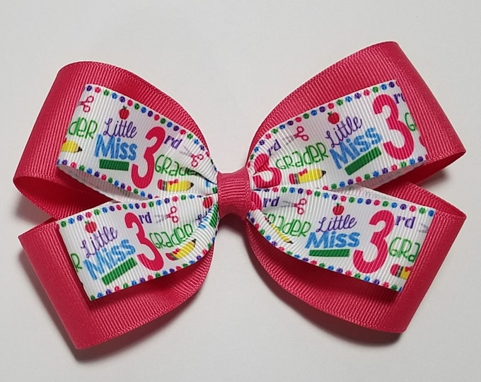 5" 3rd Grade Hair Bow *You Choose Solid Bow Color*