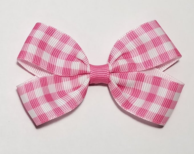 3" Pink Gingham Hair Bow