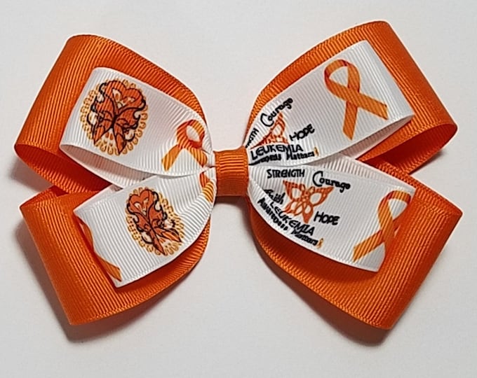 5" Leukemia Awareness Hair Bow *You Choose Solid Bow Color*