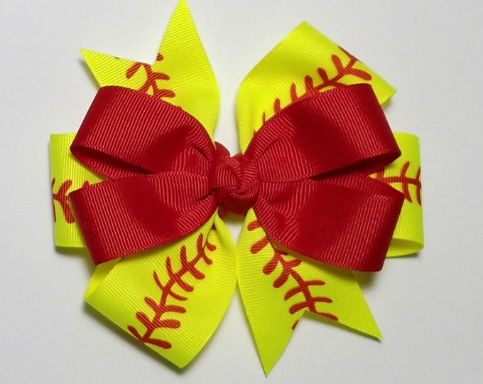 5" Softball Hair Bow *CLEARANCE*