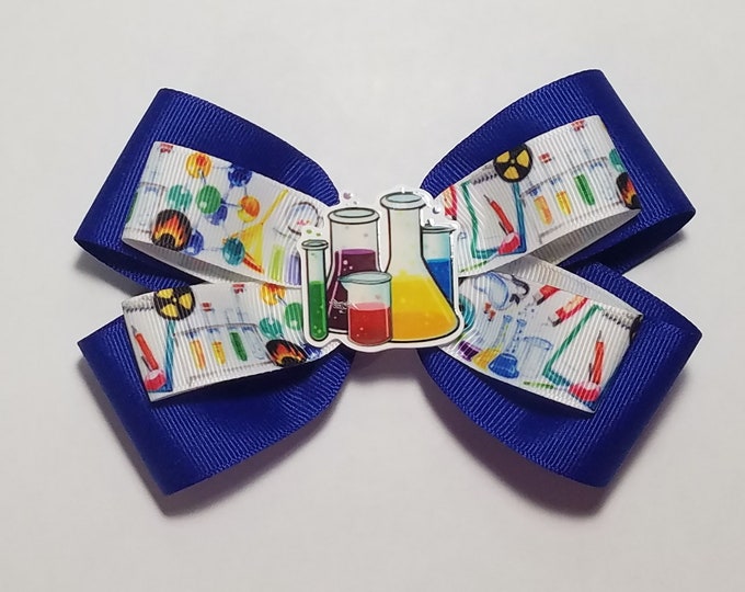 5" Science Chemistry Hair Bow *You Choose Solid Bow Color*