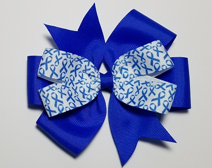 5" Blue Awareness Ribbon Hair Bow