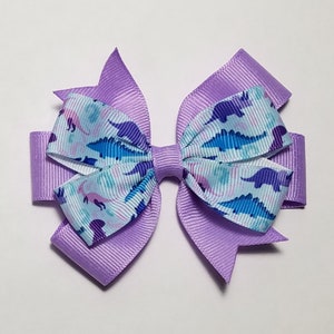 3.5&quot; Dinosaur Hair Bow *You Choose Solid Bow Color*
