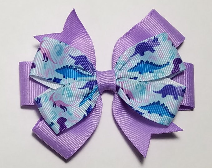 3.5" Dinosaur Hair Bow *You Choose Solid Bow Color*