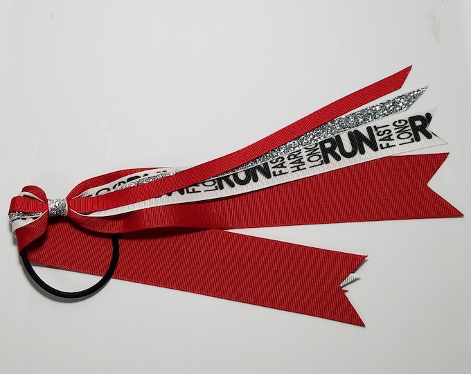 Run Ponytail Streamer *You Choose Solid Ribbon Color- Glitter Color & Length*