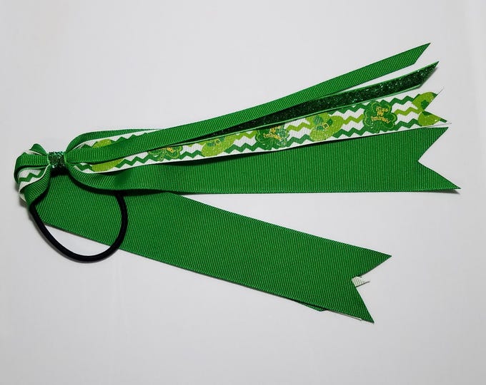 St. Patrick Ponytail Streamer *You Choose Solid Ribbon Color & Length*
