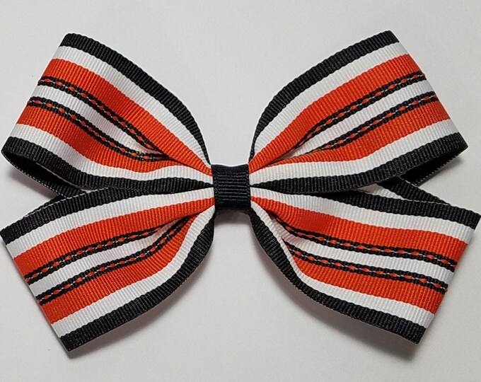 5" Halloween Stripe Woven Ribbon Hair Bow *CLEARANCE*