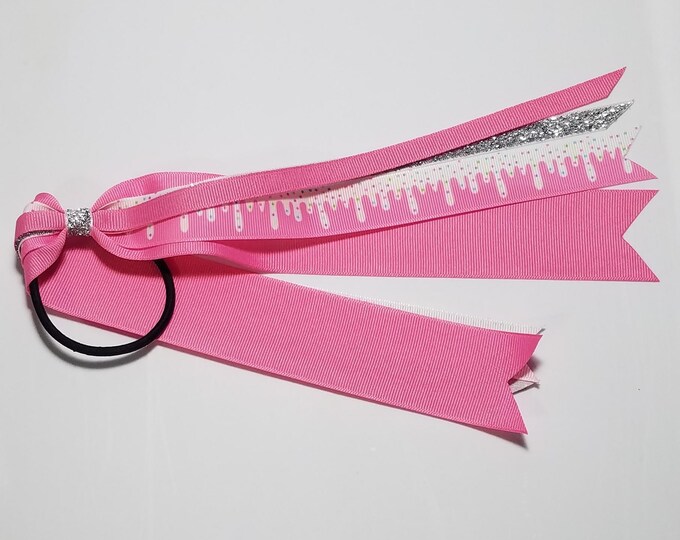 Ice Cream Sprinkles Ponytail Streamer *You Choose Solid Ribbon Color*