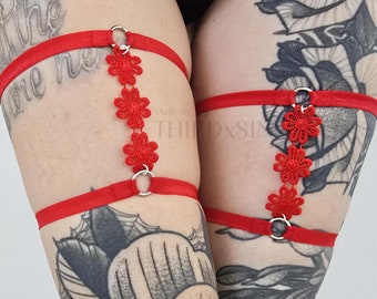 FLORA Garter with Floral Lace, Strappy Thigh Lingerie
